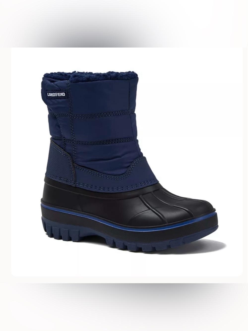 Lands' End Kids' Navy Waterproof frost insulate Snow Boots boys size 2Y